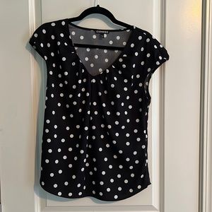 Express Women's Black and White Polka Dot Blouse Size Small